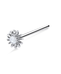 Gerbera Flower Shaped Silver Straight Nose Stud NSKA-10